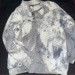 Goodfellow Men's destroyed Tie-Dye Quilted 3/4 button sweater size xL